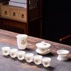 Dehua Suet Jade White Porcelain Kung Fu Tea Set
