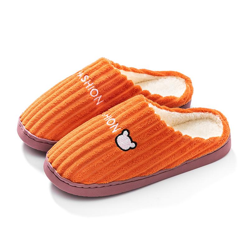 Cotton slippers women's winter home household indoor warm non-slip thick bottom couple hair slippers men's autumn and winter