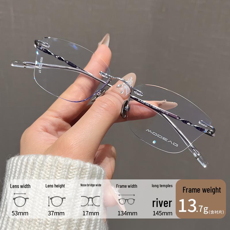 

Женские роскошные ультралегкие титановые очки для миопии кошачий глаз без оправы с дизайном бабочки