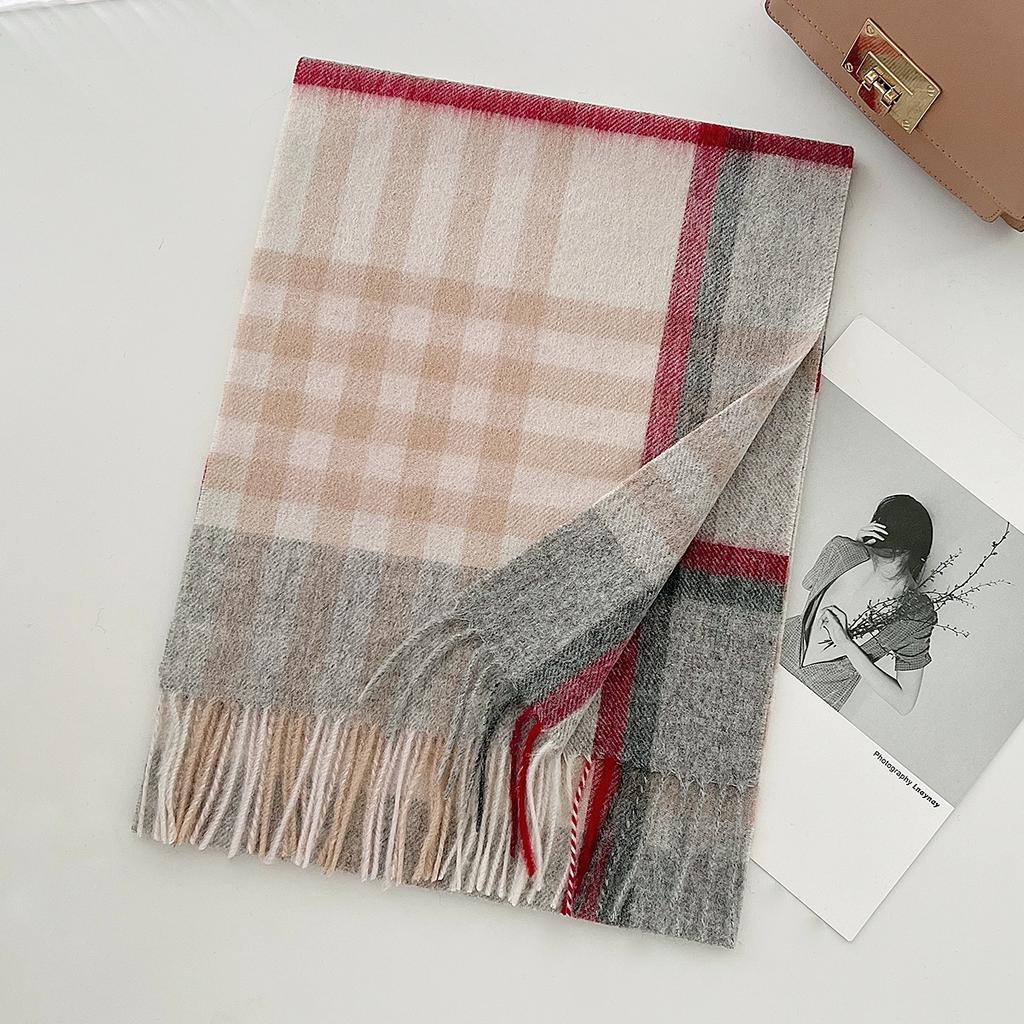 100% Pure Wool Scarf Female Winter Warm Cashmere Shawl Checkerboard Couple Accessory Outdoor Wrap Windproof Scarf