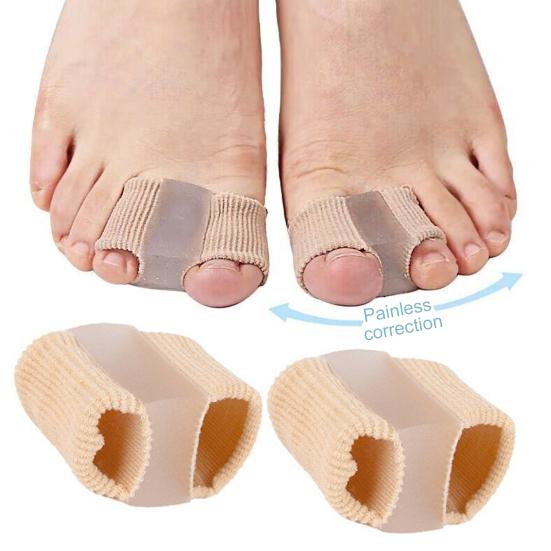2Pcs Breathable Toe Spacers Flexible Bunion Relief Pads Double-ring Toe Separators Comfortable Toe Splints for Day Night Wear