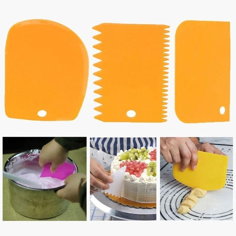 Cake Bread Slicer Baking Pasty Tools 3pcs / Set Baking Tools for Cakes Dough Cutter Scraper Cake Blade Silicone Spatula
