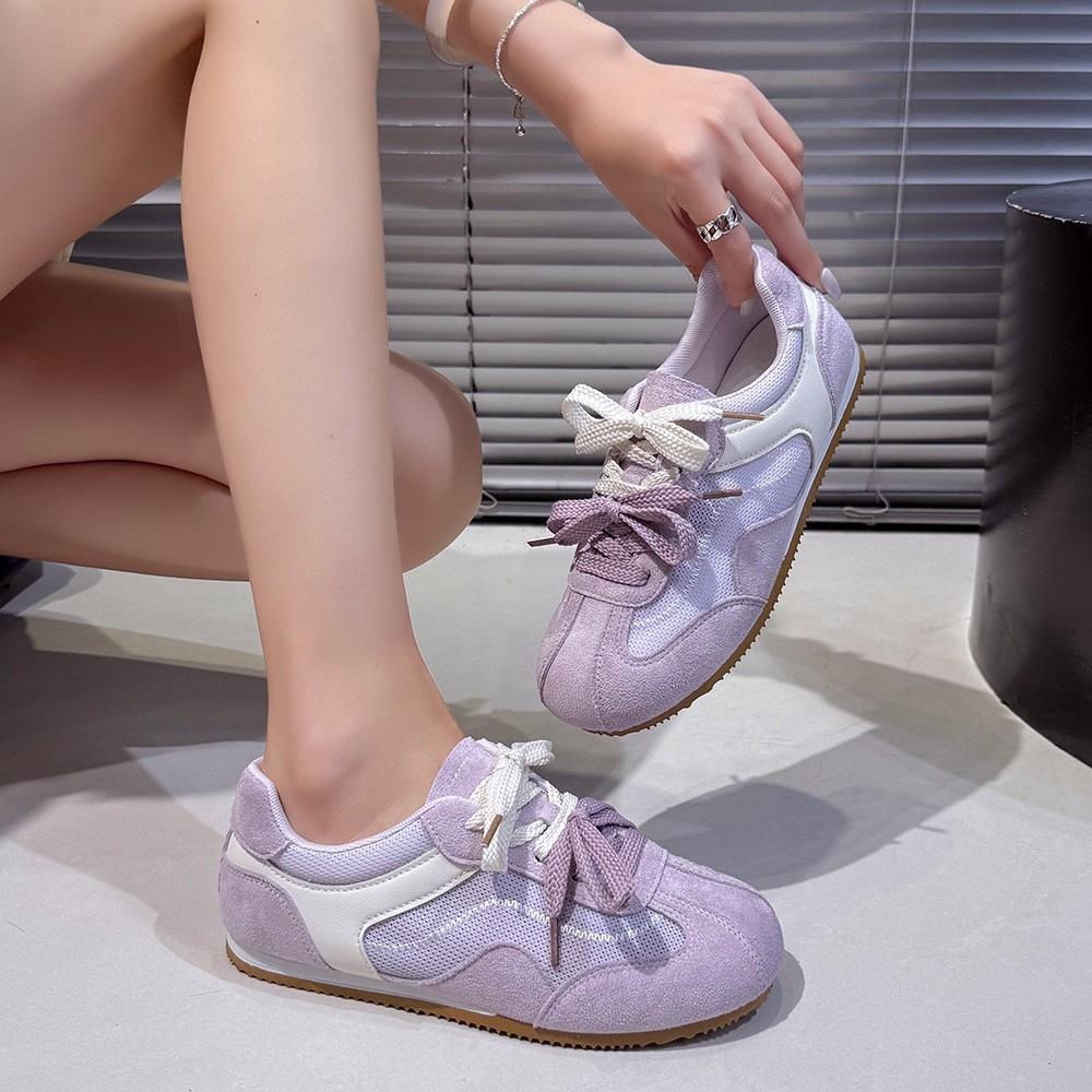 Mesh double lace-up German training shoes women's summer 2025 new fashion versatile foot small sports casual white shoes