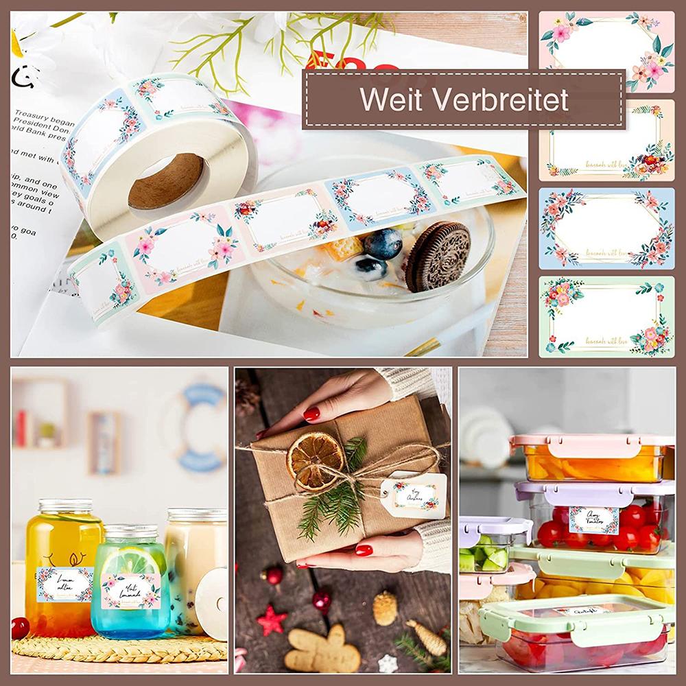 50-250Pcs Flowers Name Labels Kitchen Blank Handwritten Date Stickers Refrigerator Freezer Food Storage Small Business 3*5Cm