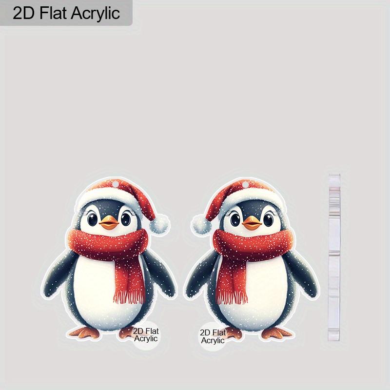 2D Flat Acrylic Cute Christmas Penguin Earrings Dangle Drop Anime Scarf Animals Jewelry Gifts for Women Party Favors Decor