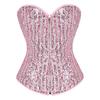 Women European Style Zipper Sequined Boned Waist Cincher Shaping Corset Top