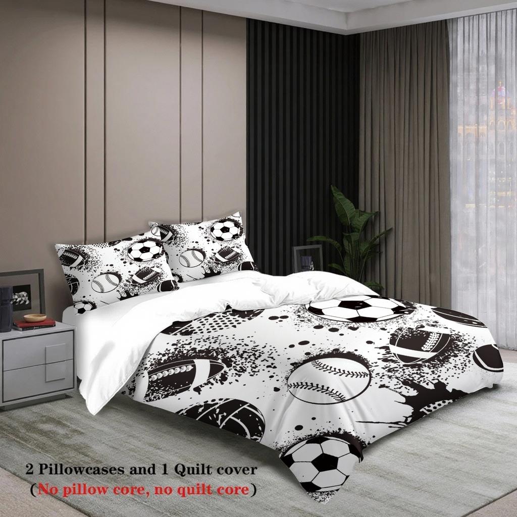 Set Biancheria da Letto 3 Pezzi Cartone Animato Calcio Stampa 3D Spazzolato Confortevole Copripiumino King Queen Twin Singolo Regalo di Compleanno Decorazione Stanza