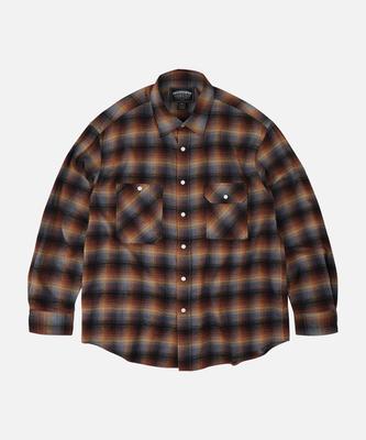 FRIZMWORKS Flannel Check Work Shirt _ Brown Sky