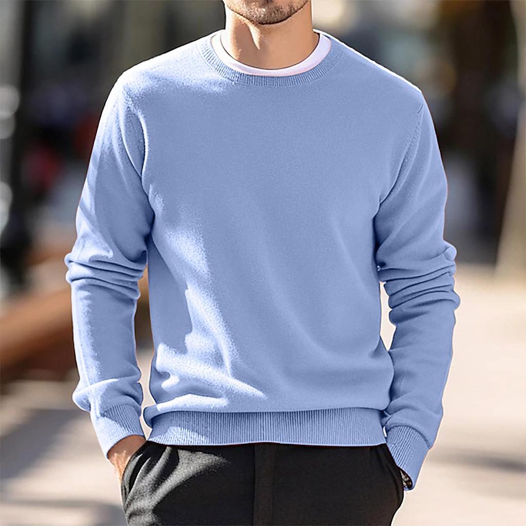 2024 Autumn/Winter Men's Round Neck European-American Knitwear Thin Wool Sweater
