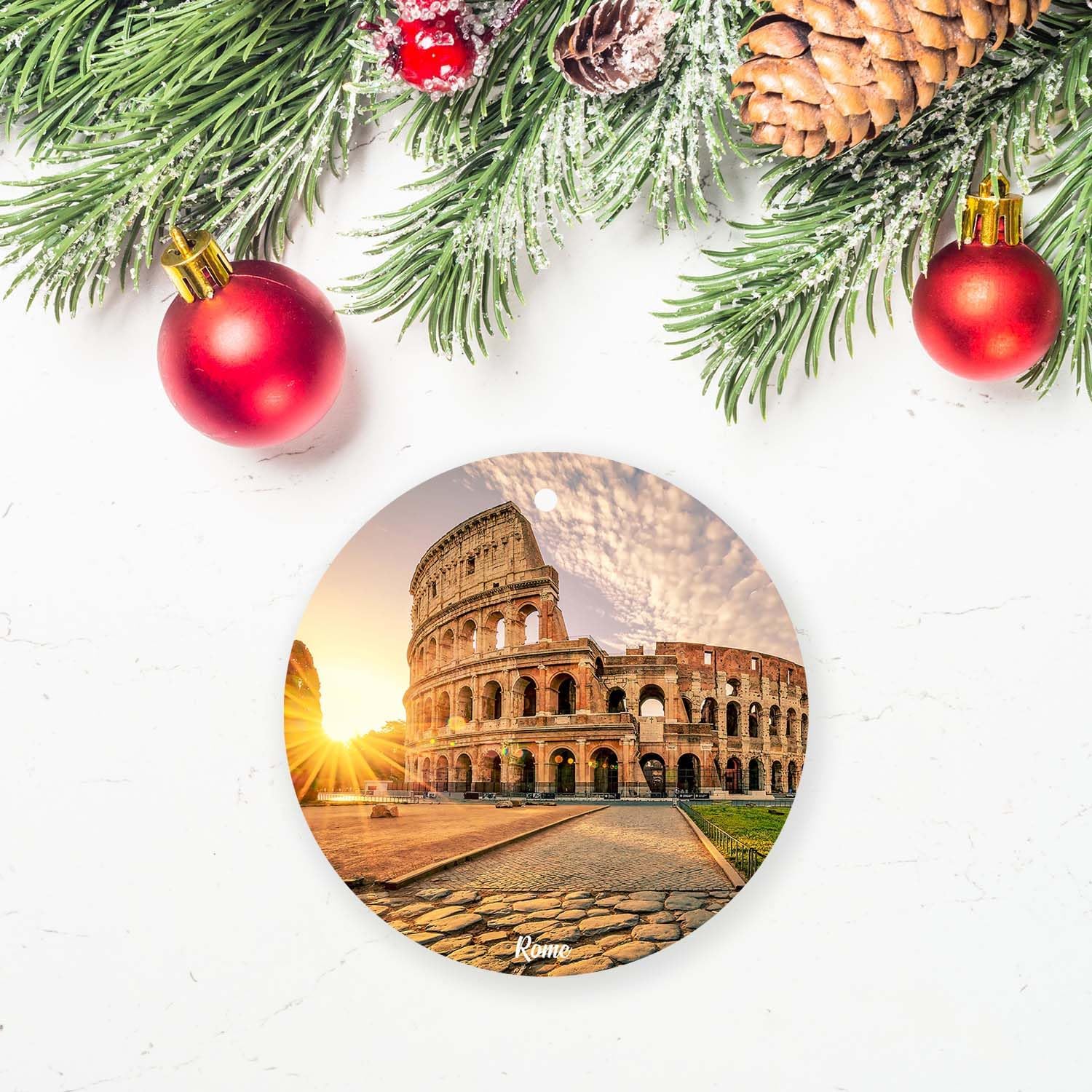Rome Christmas Ornaments Italy Europe Souvenir,Xmas Tree Hanging Ornaments Ceramic Keepsake