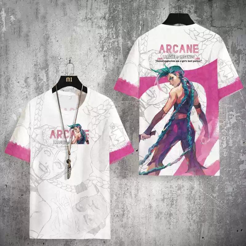 

Футболки Arcane League Jinx с 3D-принтом для мужчин/женщин, футболки для взрослых с аниме-стилем, модные футболки Harajuku с героями мультфильмов, детские топы Y2k, одежда для косплея M