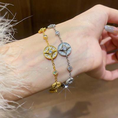 18K Goldplattiertes Zirkon Sternenstaub Armband - Koreanischer Retro Leichter Luxus Schmuck für Damen