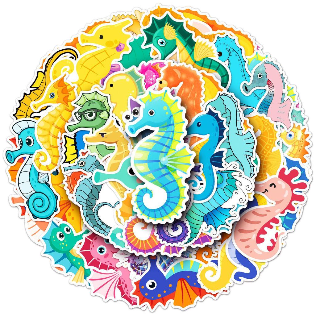 50 Seahorse Cartoon Stickers: Creative DIY Diary & Phone Case Decor, Waterproof