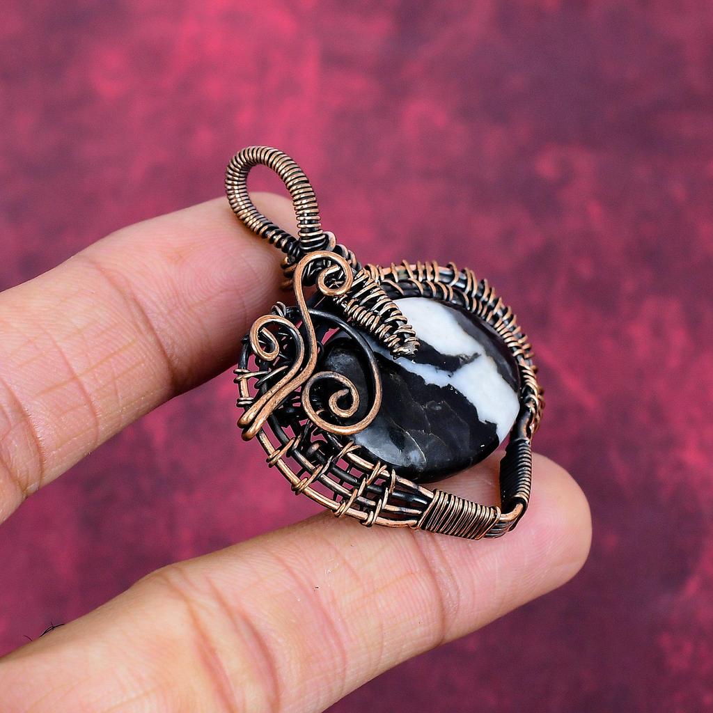 White Buffalo Turquoise Pendant Copper Wire Wrapped Pendant Gemstone Pendant