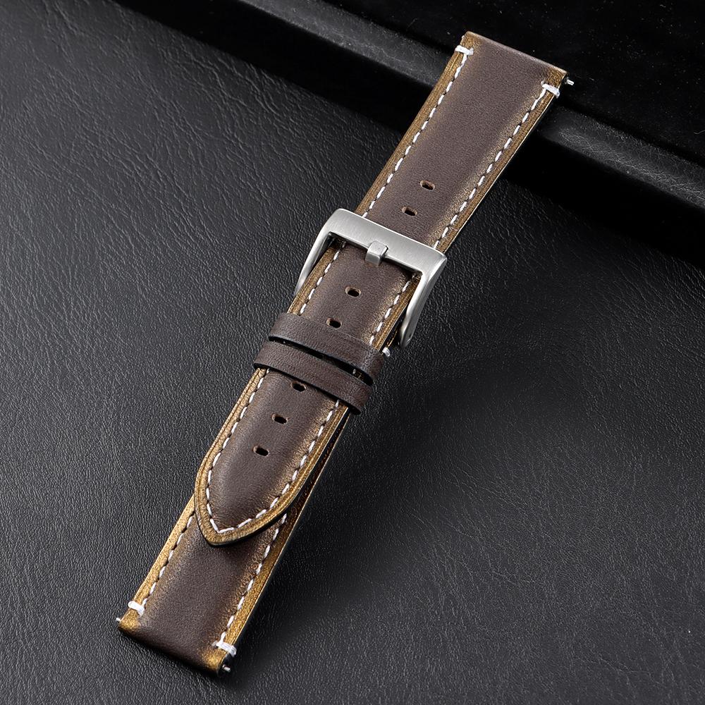 20mm 22mm Vintage Oil Wax Cowhide Watch Strap Quick Release Watch Universal Head Layer Calfskin Watchband Accessories Pin Buckle