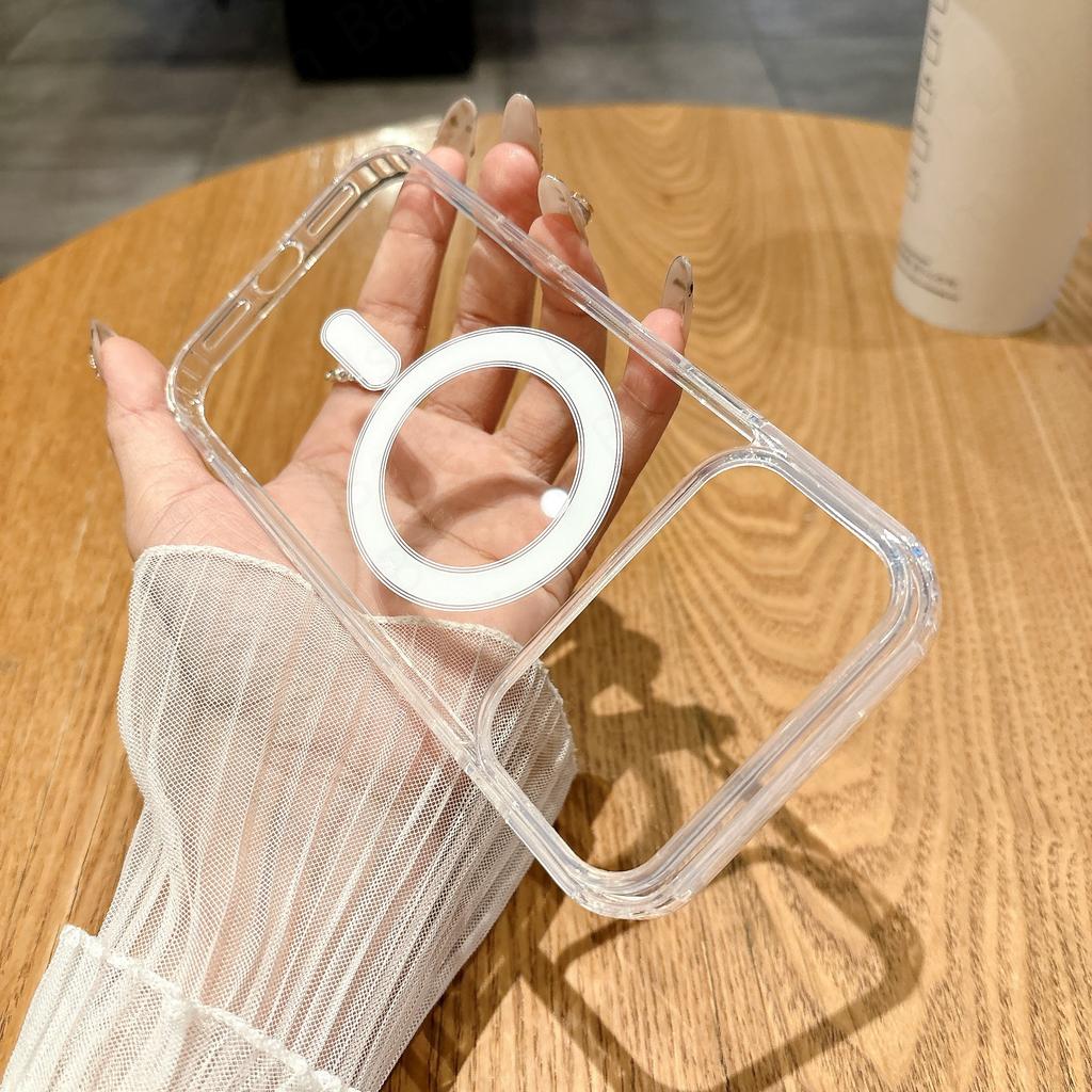 For Magsafe Magnetic Wireless Charge Clear Case For iPhone 17 Air 16 14 15 13 12 Mini 11 Pro Max Plus 16E Hard Acrylic Cover