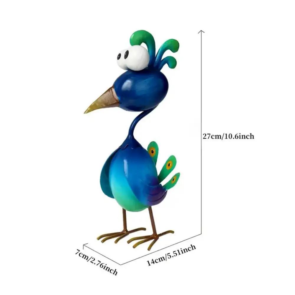 Blue Metal Peacock Sculpture - 3D Outdoor Garden Statue For Yard, Lawn, Backyard, Porch & Pond Decor