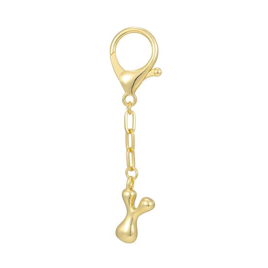 Letter Keychain Mini 3D Alphabet Charm Matte Glossy Golden Plating Key Chain with Lobster Clasp Bags Keys Bracelets Accessories