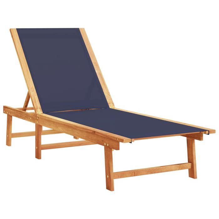 VidaXL Chaises longues lot de 2 bleu bois d'acacia solide et textilène, lit de soleil, lit de repos, chaise longue 3279250