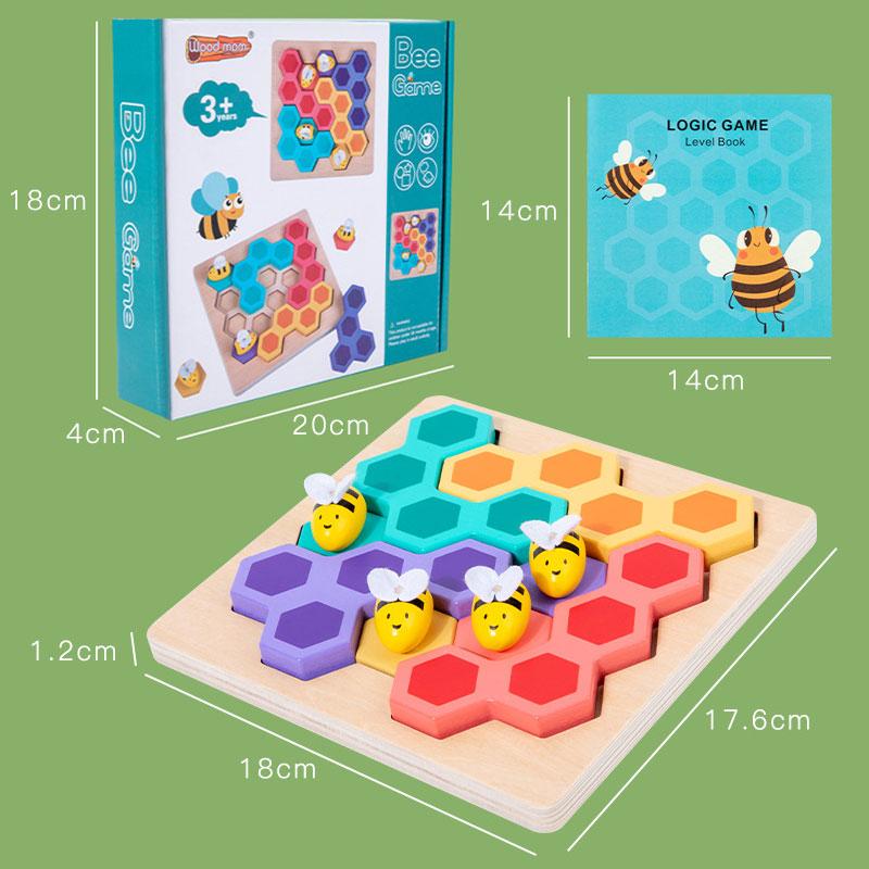 

Wooden Puzzles Logical Thinking Games Montessori Sensory Learning Bee Board Games Shape Matching Educational Toys For Children