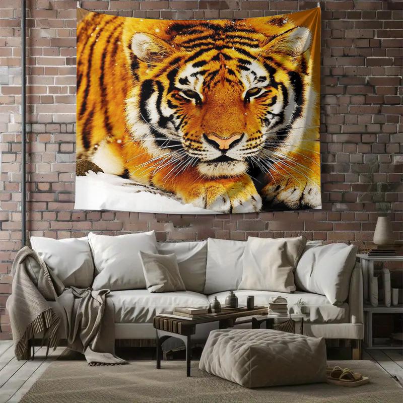 Arazzo da Parete Tigre Animale Selvatico Paesaggio Forestale Decorazione Casa Arazzo Natura Camera da Letto Soggiorno Stanza Estetica Decorazione Arazzo Vintage