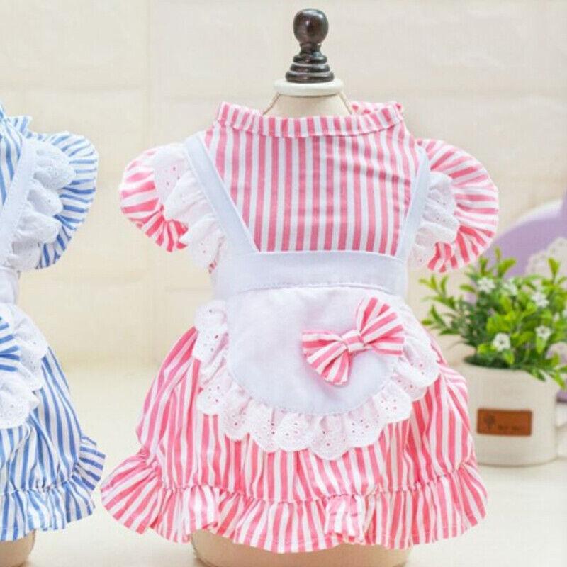 

Полосатое платье для собак и кошек с бантом, дизайн для домашних животных, щенка, сказочная юбка, весенне-летняя одежда, 5 размеров XL розовый