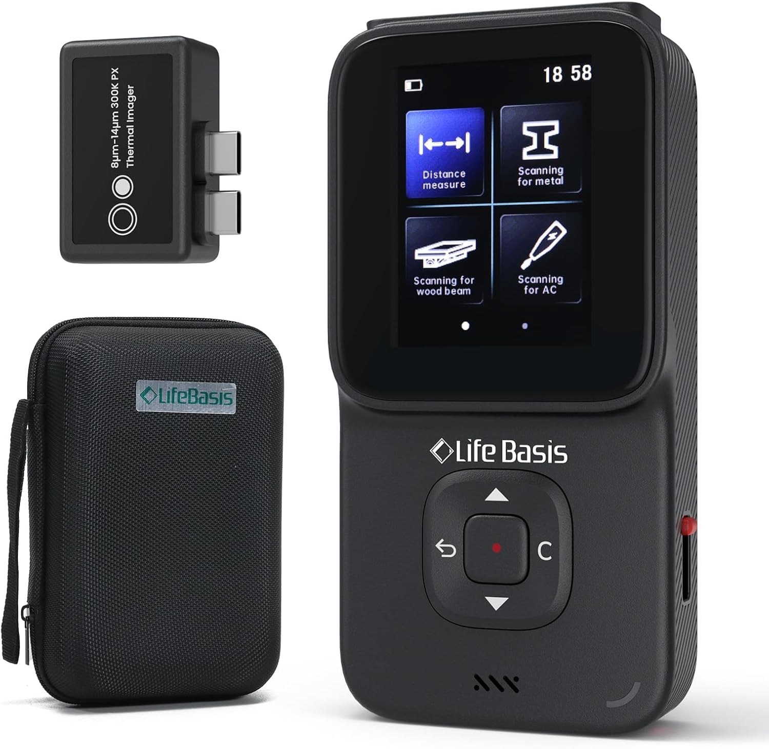 

Life Basis Digital Compact Smart Tester with Voltage Subfloor Underlayment Wall Power Electrical Wiring Function Multimeter, Non-Contact Detection, чорний