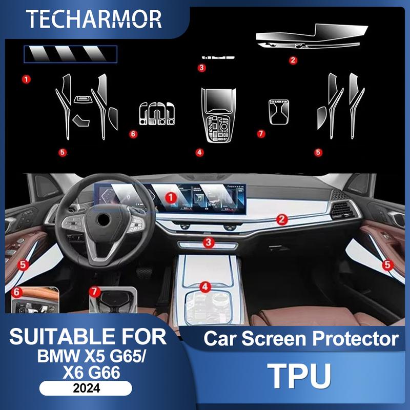 Car Interior TPU Protector Anti-scratch Film For BMW X5 X6 2024-2025 Auto Protective Transparent Anti-tear Stickers Accessories