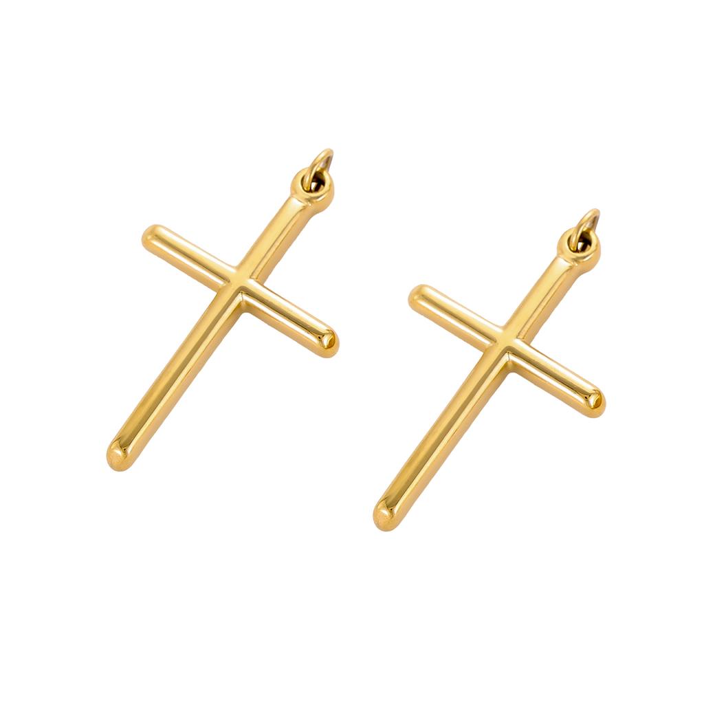 CARLIDANA Fashion Gold Plated Stainless Steel Sea Shell Cross Charms For Jewelry Making Necklace Pendant DIY Accessories