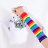Printing Hand Sleeve Female Arm Warmers Striped Arm Warmers Knitting  Gloves Rainbow Sleeve Cuff