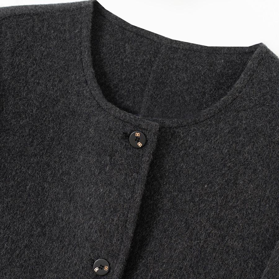 2025 Autumn/Winter Petite Woolen Short Coat - Round Neck, Coco-Inspired, Korean Style