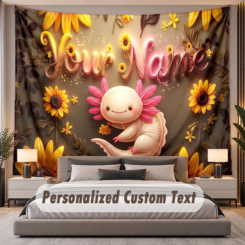 Floral Garden (95) Theme Personalized Tapestry Custom Name Text Wall Hanging Tapestry Home Background Decoration