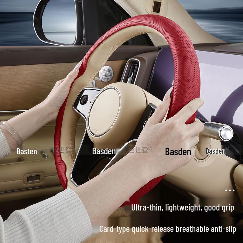 Genuine Leather Steering Wheel Cover for BMW: X5, 1-7 Series, X1-X4, X6, and 525