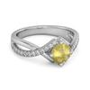 Lemon Quartz Split Band Crossover Pave Ring - 925 Sterling Silver