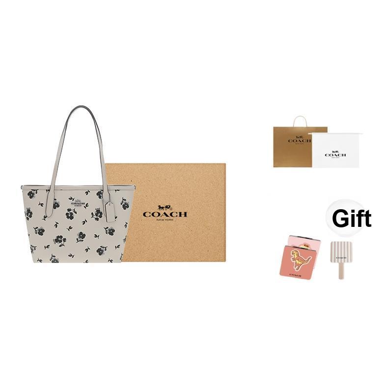 Coach City 24 Tote Bag Shopping Bag Handheld Shoulder Bag Medium Silver Hardware White Chalk Color Women tote CBL04-SVCAH