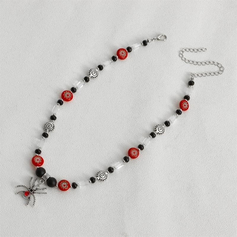 Diamonds Spiders Exaggerated Clavicle Chain Female Temperament Handmade Beaded All-matched Crystal Stone Necklace