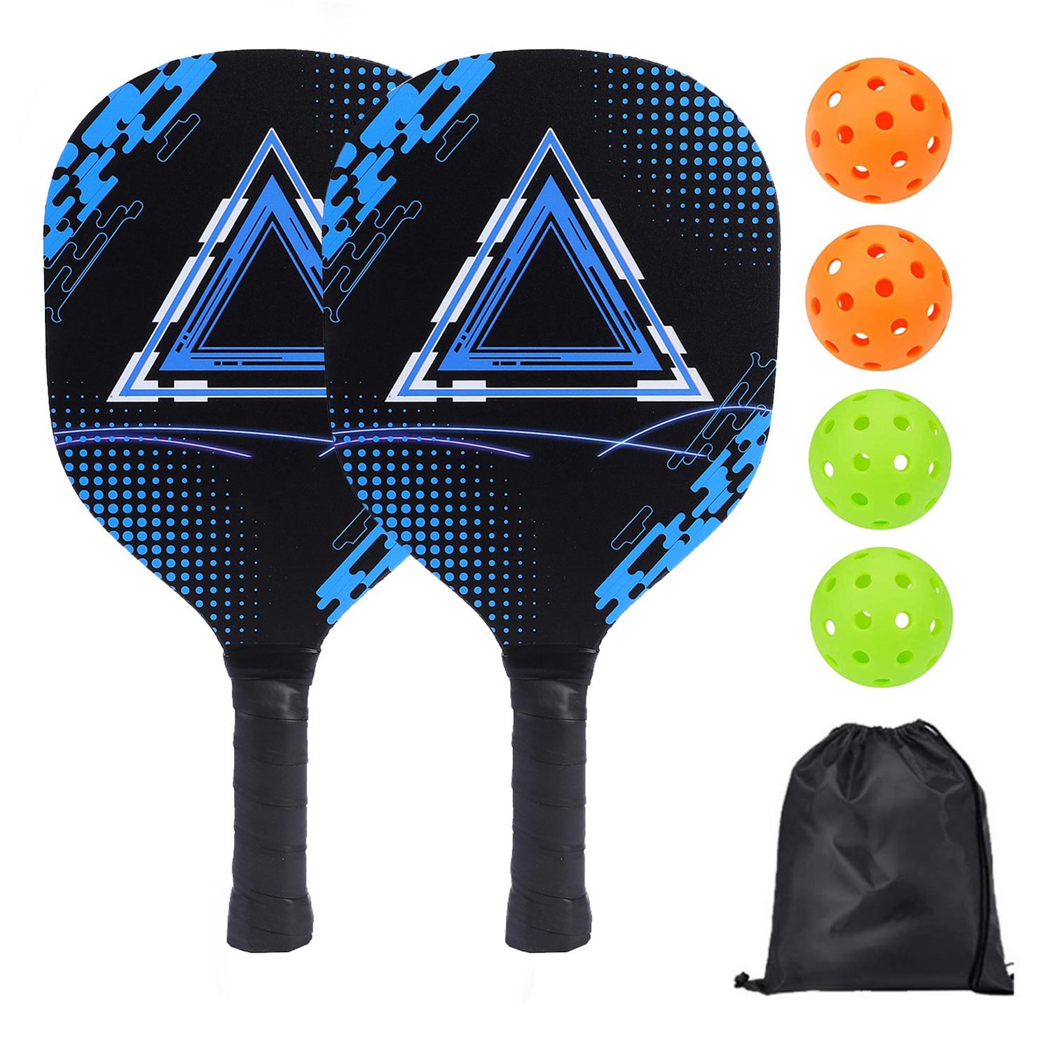 Set portatile di racchette da pickleball in legno per principianti con 2 racchette + 4 palline + borsa per il trasporto