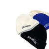 Knitted Hat Women's Autumn and Winter Letter Embroidery Wool Hat Warm Versatile Pullover Ear Protector Cold Hat Men's Trend