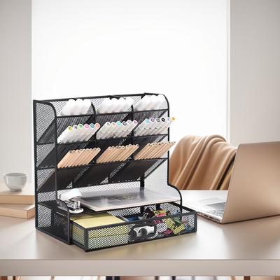 1 Schreibtisch-Ablageständer, Schreibtisch-Organizer, Mehrzellen-Design, Einfache Klassifizierung, Rutschfeste Fußmatte, Geeignet für Nein