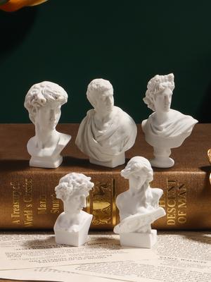 5-Piece Mini Resin Figurine Sculpture Set Classical Greek and Roman Figurines for Office, Study, and Home Decor