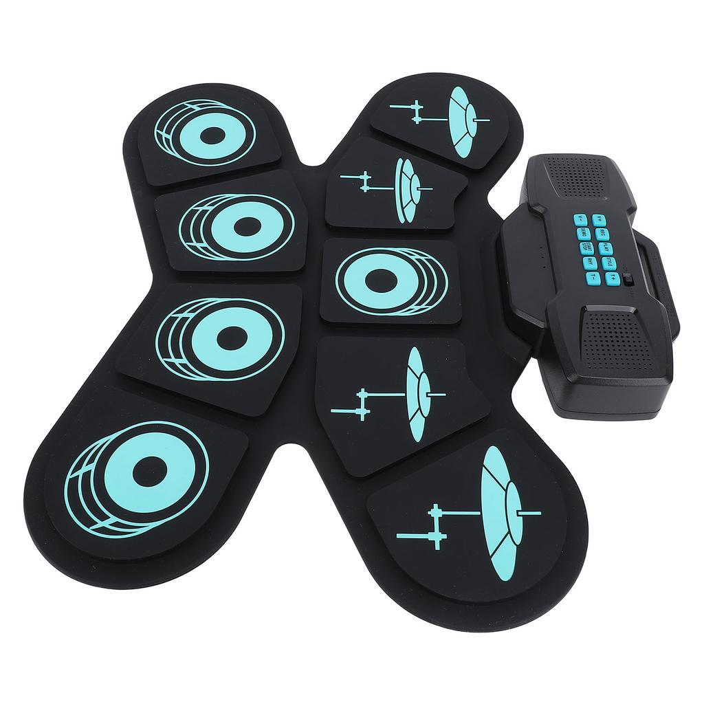 Electronic Drum Set 9 Drum Practice Pad With Dual Speaker Rechargeable Roll Up Electric Drum Pad