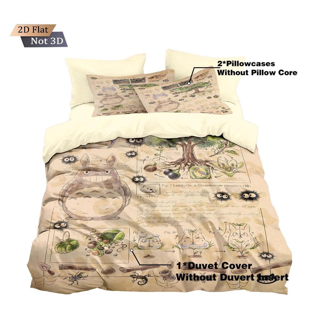Three-Piece Totoro Series Down Duvet Cover Set with Digital Printing