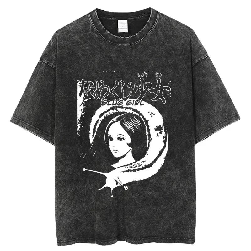 

Junji Ito Tomie Face Split Vintage Washed Oversized T-Shirt | Unisex Horror Manga Streetwear Tee XXL