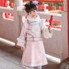 Pink Qing Dynasty Gege Costume for Girls: Autumn/Winter Thickened Baby Hanfu, Chinese Style Tang Suit, Manchu Ethnic Clothing.