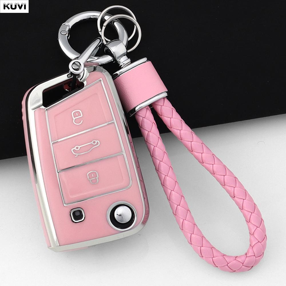3 Buttons TPU Car Key Case Cover Holder For VW Volkswagen Golf 7 MK7 Tiguan MK2 SEAT Ateca Leon FR 2 Ibiza For Skoda Octavia A7