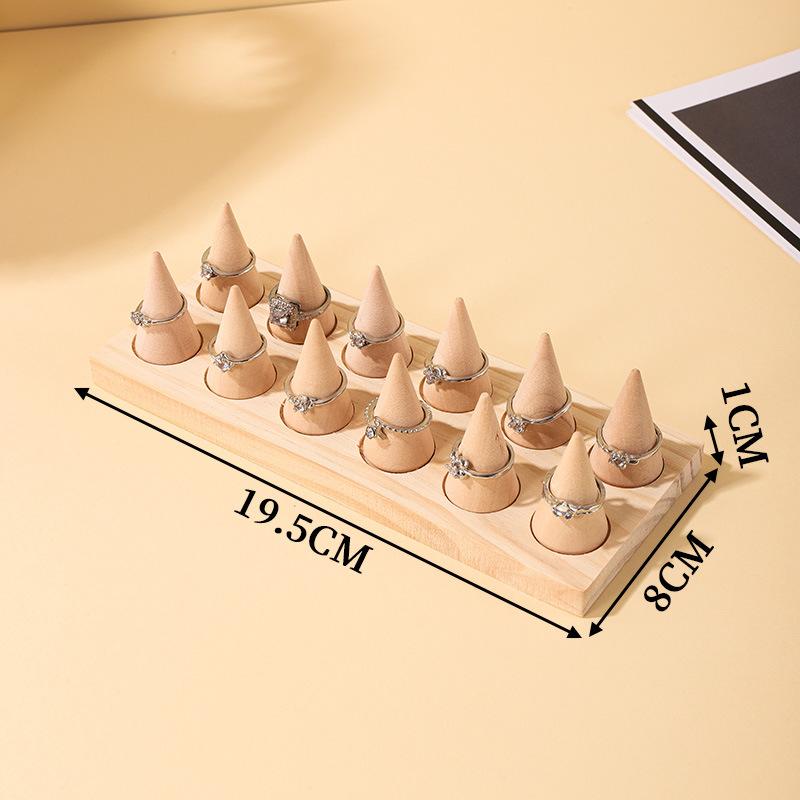 DIY Cone Solid Wood Ring Display Stand Combination Ring Holder Night Market Stall Ring Storage Rack Props