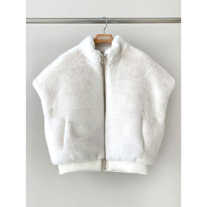 

Женская норковая меховая жилетка Chic высокого класса на молнии, меховая короткая куртка снаружи one size fits all белый