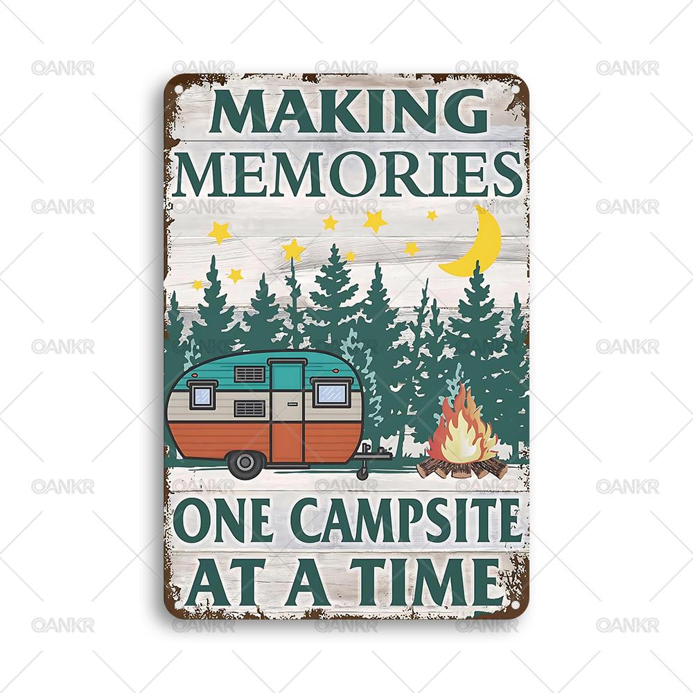 

Vintage Camping Poster Metal Tin Sign Ideal Gift Making Memories Metal Signs for Backyard Garden RV Decor Plaque Accessories 20x30cm