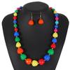 Bohemian Resin Necklace Earrings Set Beach Dance Eye-catching Accessories