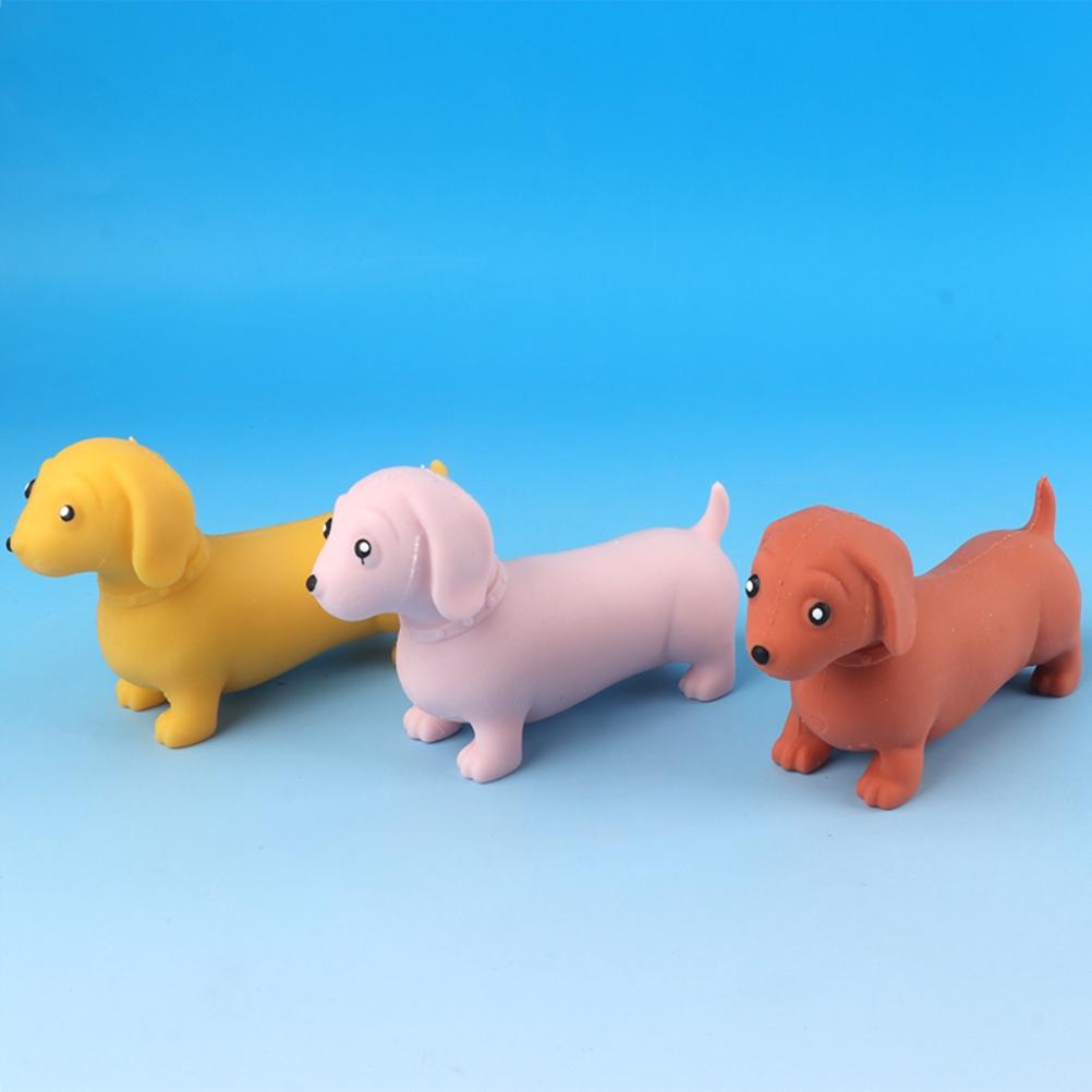 Stretch Dachshund Dog Figure for Twisting Pulling Bending TPR Sand Filled Dog Figure  Stress Relief